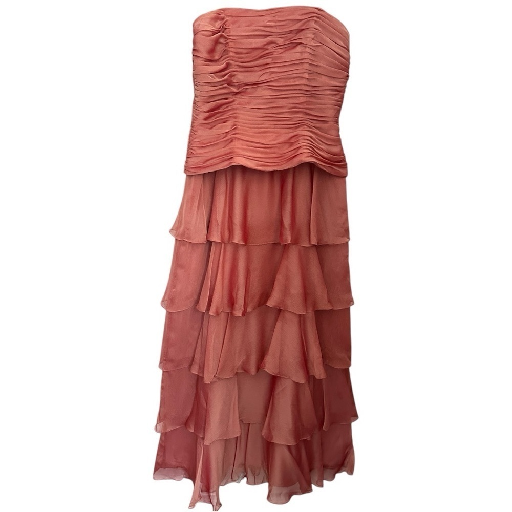Cachet salmon Strapless Ruched Tiered Cocktail Dress - Picture 6 of 9